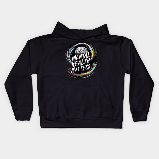 Colorful Brain Art - Mental Health Matters Kids Hoodie by WEARWORLD